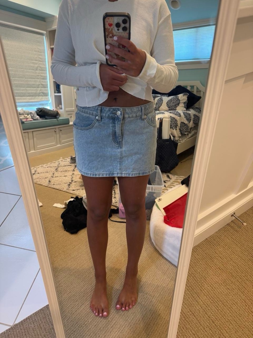 Edikted Light Blue Denim Mini Skirt